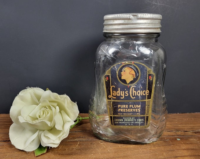 1940s Lady’s Choice Pure Plum Preserves Jar