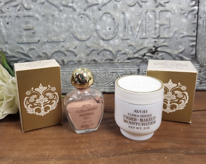 Rare Vintage Avon MCM 1960s Ultra-Sheer Make Up or Moisturizer with Boxes