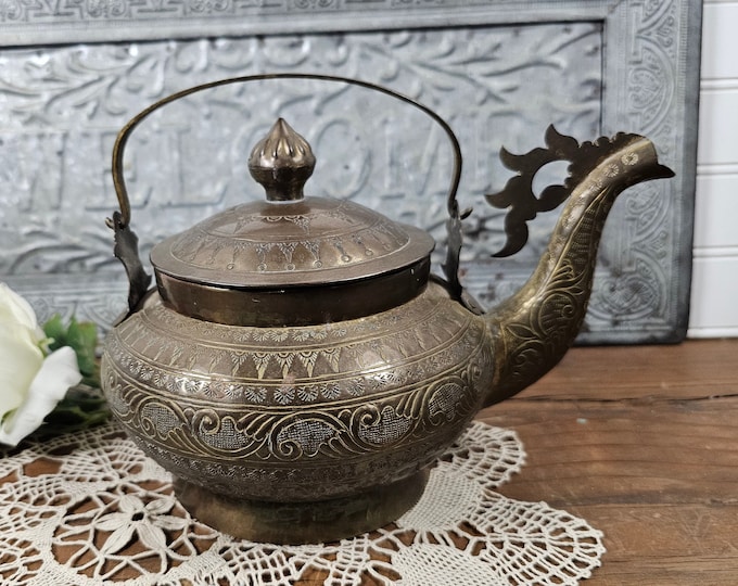 Vintage Brass Dragon Teapot