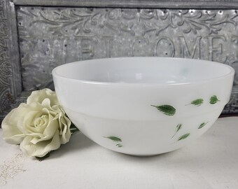 Vintage 1960s Fire King Colonial Mixing Bowl: Anchor Hocking Fruit Leaves, 8" (Small Chip)