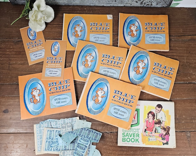 Vintage 1950s Blue Chip-S&H Green Stamps  Saver Books - Grocery Advertising Collectibles