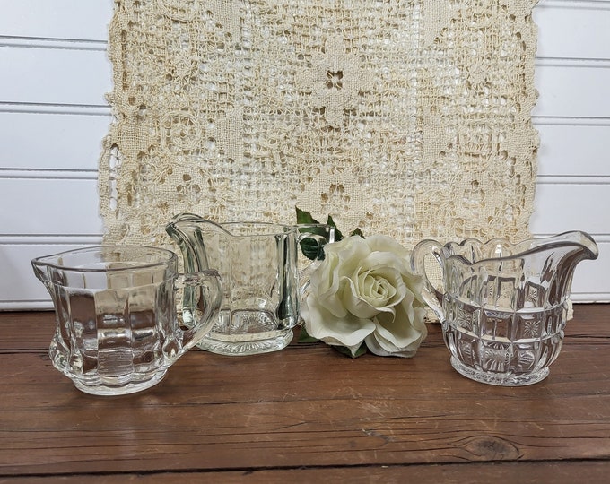 Vintage Glass Small Pitcher/ Creamers - 3 to choose from