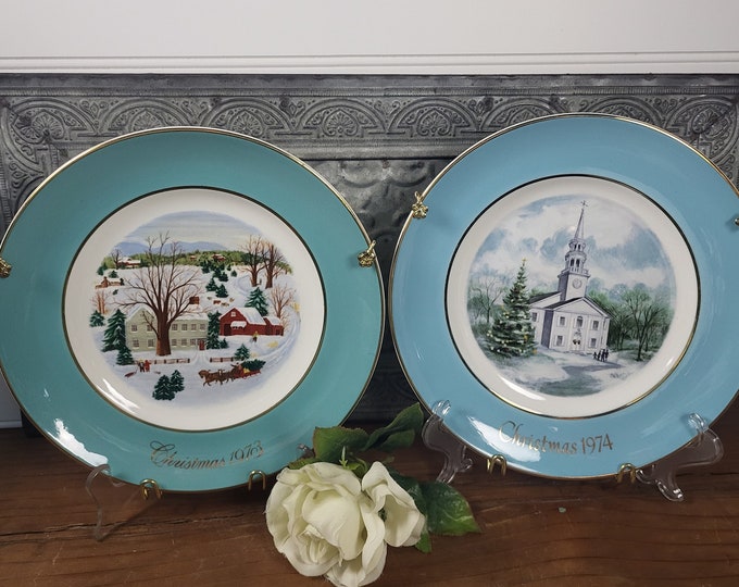 1970s Avon Christmas Plate- Choose 1973 ‘Xmas on the Farm’ or 1974 ‘Country Church’