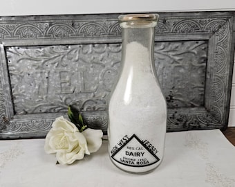 Mark West Dairy One Quart Pyroglaze Milk Bottle with Paper Cap