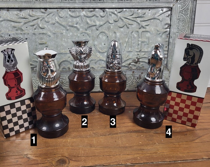 Vintage Avon MCM 1970s Chess Piece Decanters - 4 to choose from