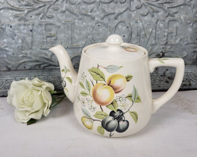 1950s Ironstone Teapot with Fruit Motif