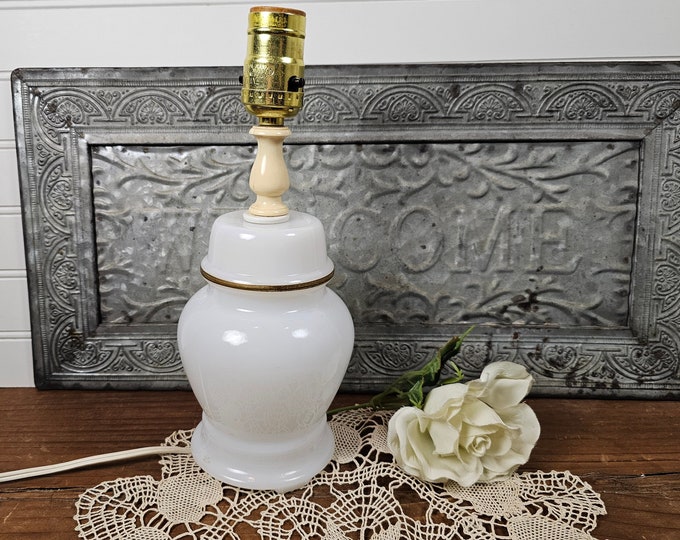 1970s Milk Glass Ginger Jar Lamp