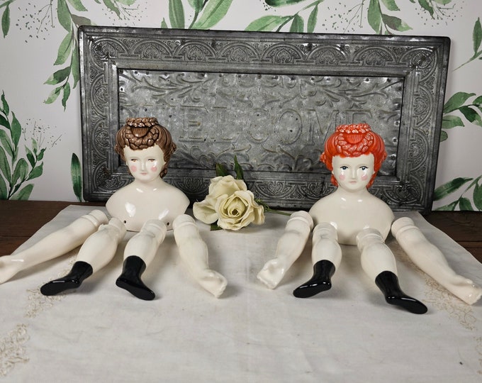 Vintage 1970s Victorian Hand Painted Porcelain Doll Parts: Fancy Braided Hair Do