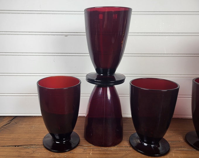 Set of 4 Anchor Hocking Royal Ruby Iced Tea Glasses