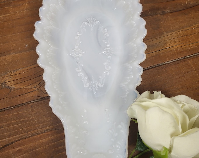 Antique Victorian Versailles Pickle Dish by Dithridge & Co. | Opalescent Milk Glass | Dresser Tray