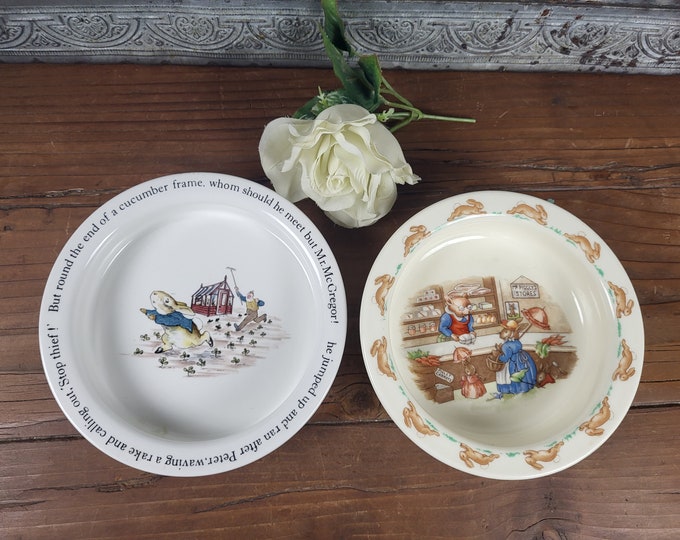 Vintage Child Porringer Bowls- Royal Doulton Mr. Piggly Bunnykins OR Wedgwood Beatrix Potter