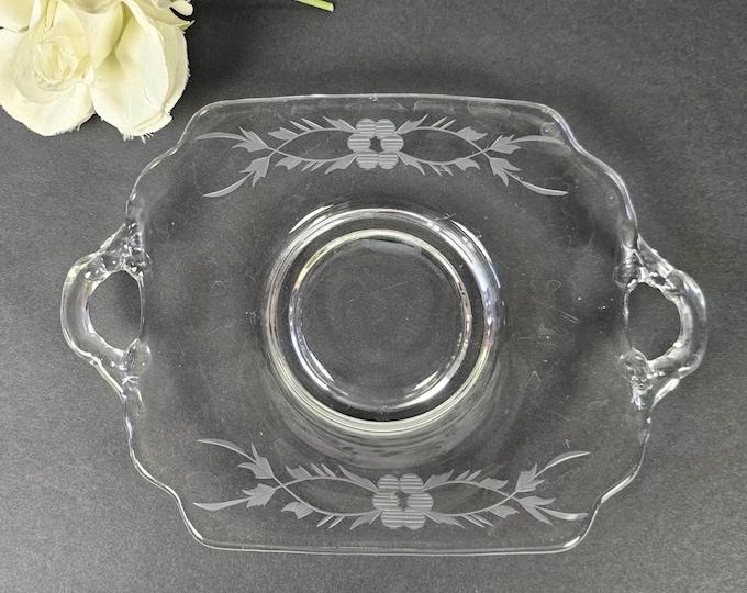 Vintage Elegant Glass Bon Bon Plate from the Depression Era