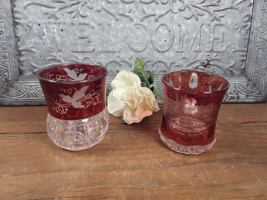 EAPG Souvenir Glass Ruby Flash Ruby Stain - Choose From Glasgow 1901 or ...