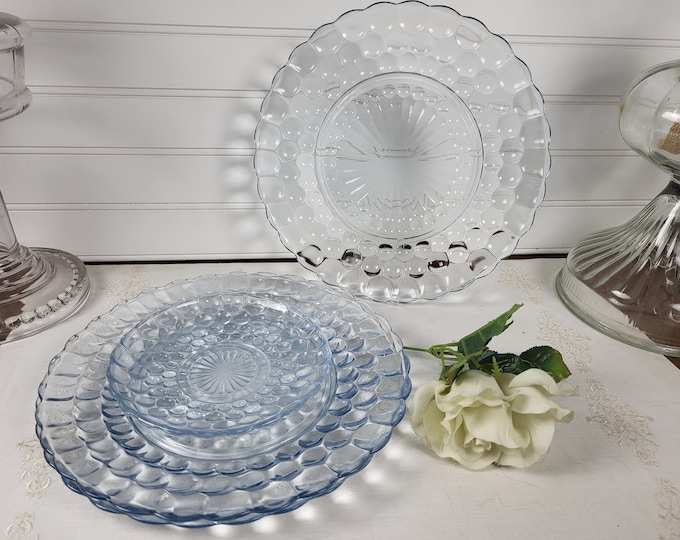 1940s Bubble Ice Blue Dinner Plate or Saucer by Anchor Hocking
