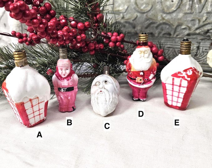 1910s-1940s Figural Milk Glass Christmas Light Bulbs - Untested - Choose Your Favorite