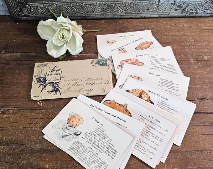 1918 Sunkist Recipes from California 25-card Set with Original Envelope