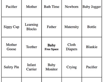 50 Individual Printable Baby Shower Bingo Cards