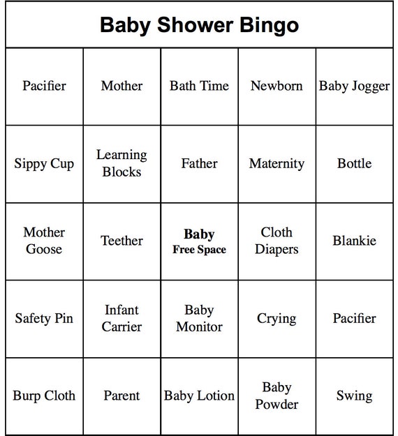 20 Individual Printable Baby Shower Bingo Cards Etsy