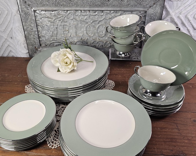 MCM Platinum Teal China by Flintridge - Multiple Pieces Available