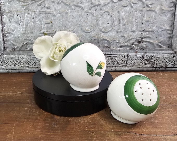MCM Japanese-style Spherical Salt and Pepper Shakers with Floral Design  | Retro Kitschy Kitchen