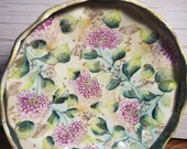 Antique Japanese Nippon Moriage Hand Painted Hydrangea Porcelain 3 Footed Bowl