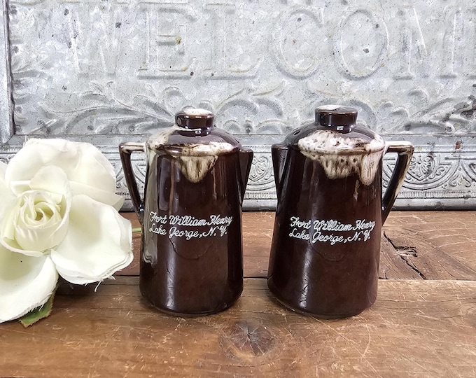 MCM Glazed Ceramic Coffee Pot Salt and Pepper Shakers | Retro Kitschy Kitchen