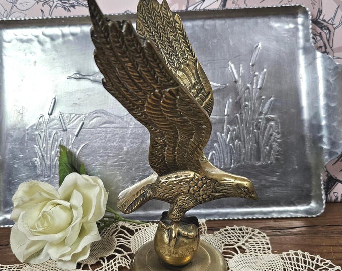 MCM Brass Bald Eagle in Flight Figurine