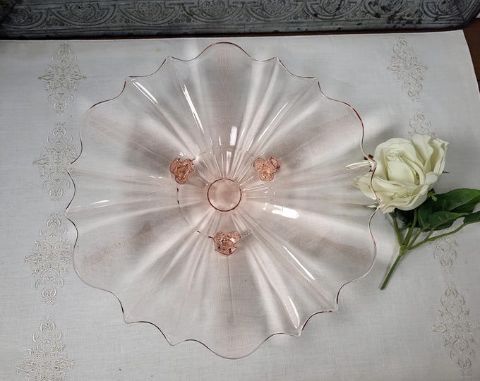 Depression Glass Pink 3 Toed Torte Plate - 310-1-2-Pink by Tiffin-Franciscan