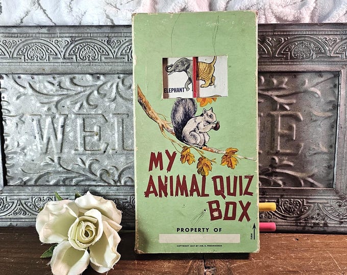 Rare 1947 My Animal Quiz Box by Joe Fredriksson Puzzle Matching Game