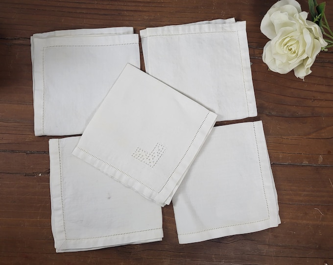 Vtg Linen Handkerchiefs or Napkins - Set of 5