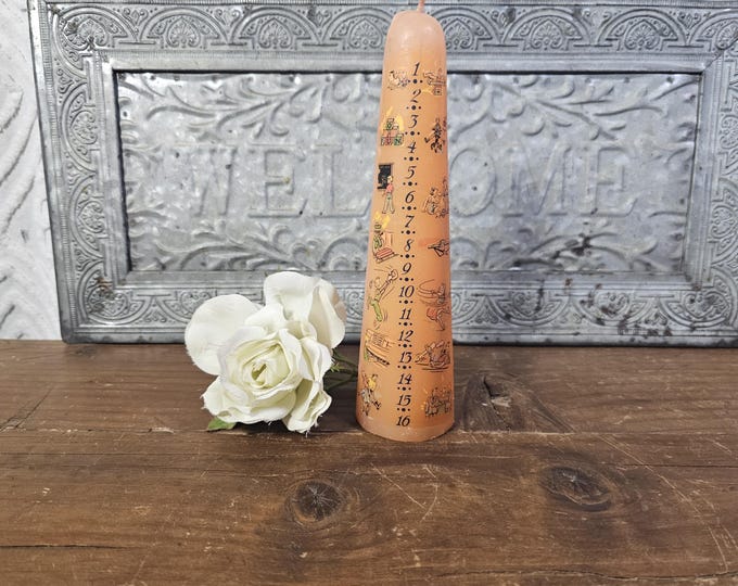 Rare Vintage 1950’s 1-16 Years Peach Happy Birthday Candle | Retro Party