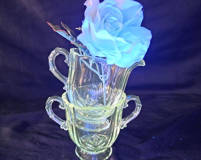 1940s Fostoria Baroque Clear Sugar and Creamer Set | Elegant Glass
