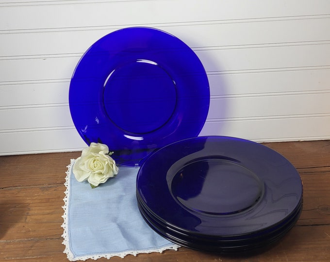 Vintage Large Cobalt Blue Dinner Plates by Mosser ohio Set Etsy