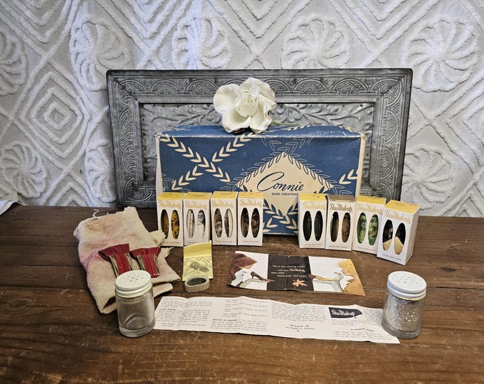 1960s Shu Mak-Up 8-bottle Set with Bonus 1950s Connies Shoe Box and Other Items