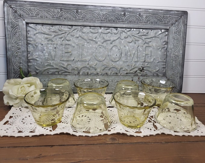 Vintage Amber Yellow Glass Custard Ramekin Flan Dessert Cups - Forte Crisa - 4 sets available