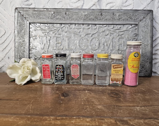 Vintage MCM Glass Cake Decorating Spice Bottles - 7 to Choose From