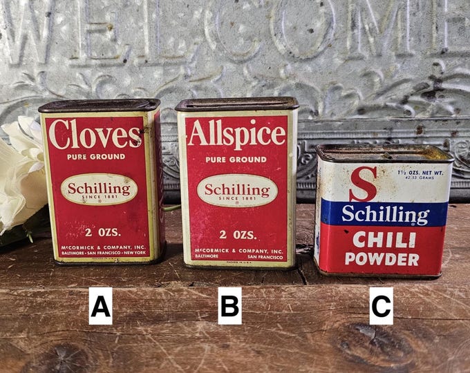 Vintage 1950s Schilling Spice Tins - 3 to Choose From