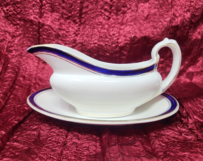 Antique China Gravy Boat and Under Plate #4092, Sampson Hancock and Sons, Stoke-on-Trent England