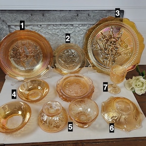 Marigold Glass Iris Iridescent by Jeannette- Multiple Pieces to choose From