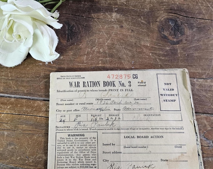 WWII-era United States War Ration Book No. 3 | World War II Ephemera Memorabilia