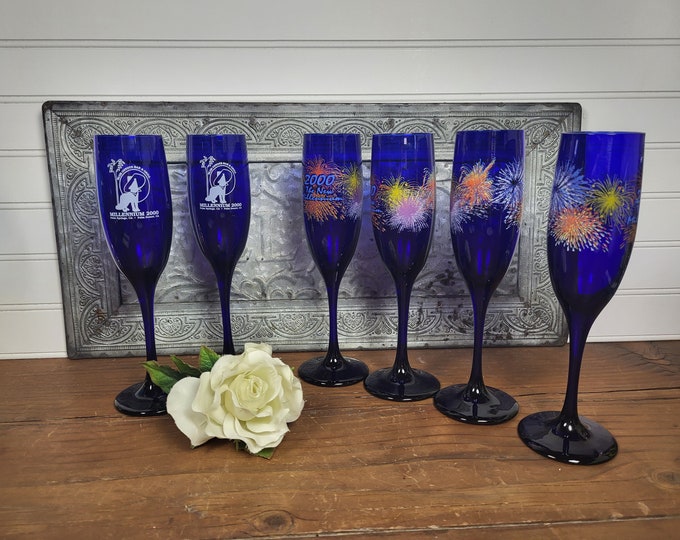 Millennial Cobalt Blue Fluted Champagne Glasses - 2 lots to choose from