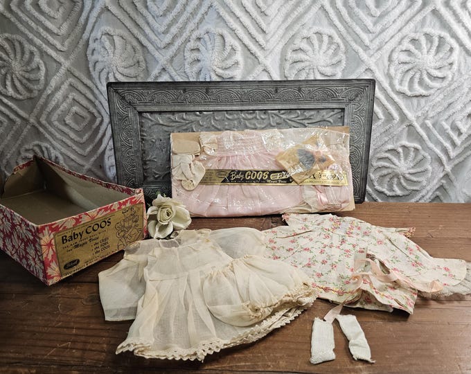 1950s Ideal Toy Co. Baby Coos Doll Original Factory Accessory Kit and Extra Outfit