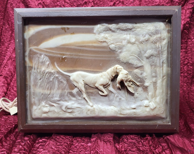 MCM Deco-Tel Executive Hidden Rotary Phone Wood-Style Box with Dog Hunting Scene- Untested