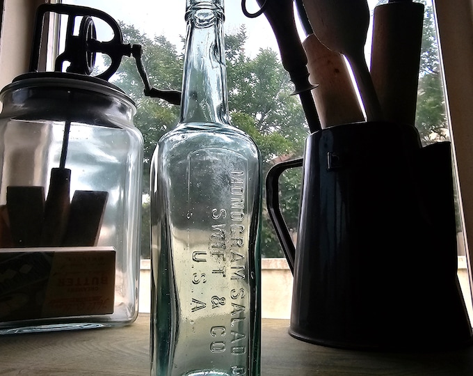 Antique Green Glass Monogram Salad Oil Company - Swift and Co.