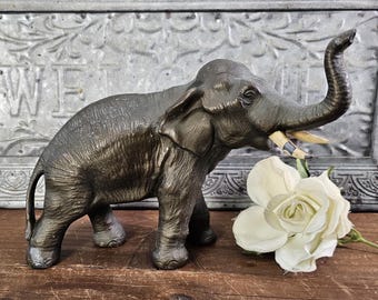 Vintage Bronzed Metal Elephant Statue | Art Deco Era