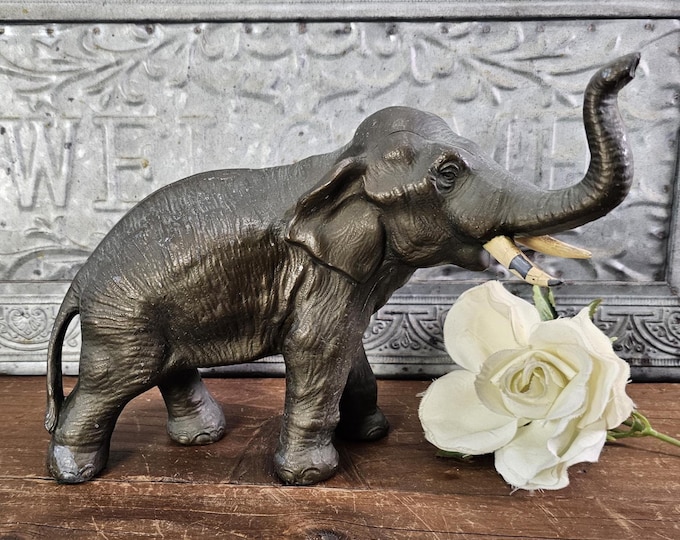 Vintage Bronzed Metal Elephant Statue | Art Deco Era