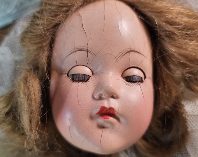1940s Anne Shirley Composition Doll in Original Bridal Outfit | Effanbee Little Lady | As found
