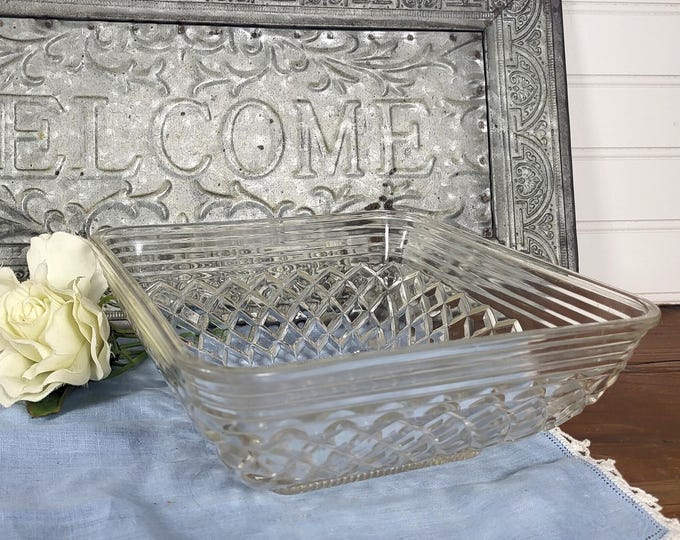 Diamond Lattice Square Serving Bowl by Federal Glass