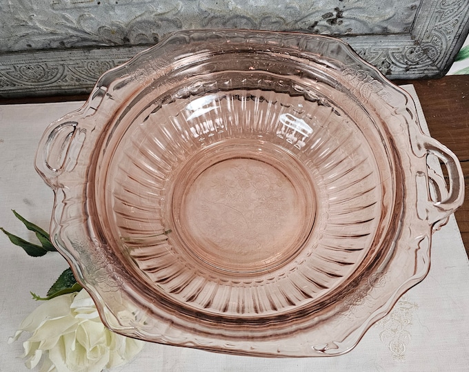 11” Vegetable Bowl Depression Glass - Mayfair Pink by Anchor Hocking