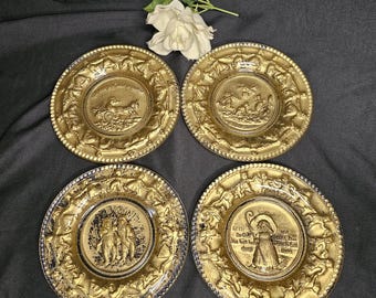 EAPG Goofus Glass Indiana Nursery Rhyme Toy Plates - Complete set of 4